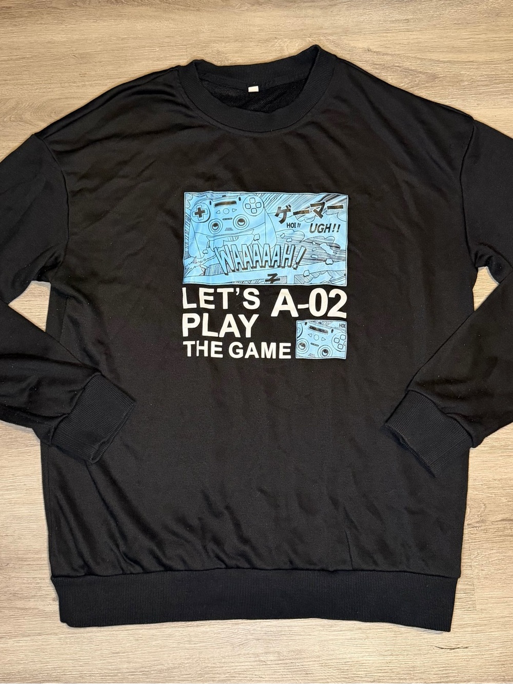 LET'S A-02 Play The Game Black Graphic Sweatshirt